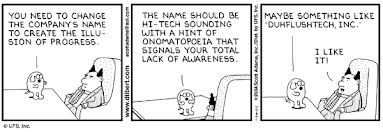 Dilbert and changing company name, by Scott Adams